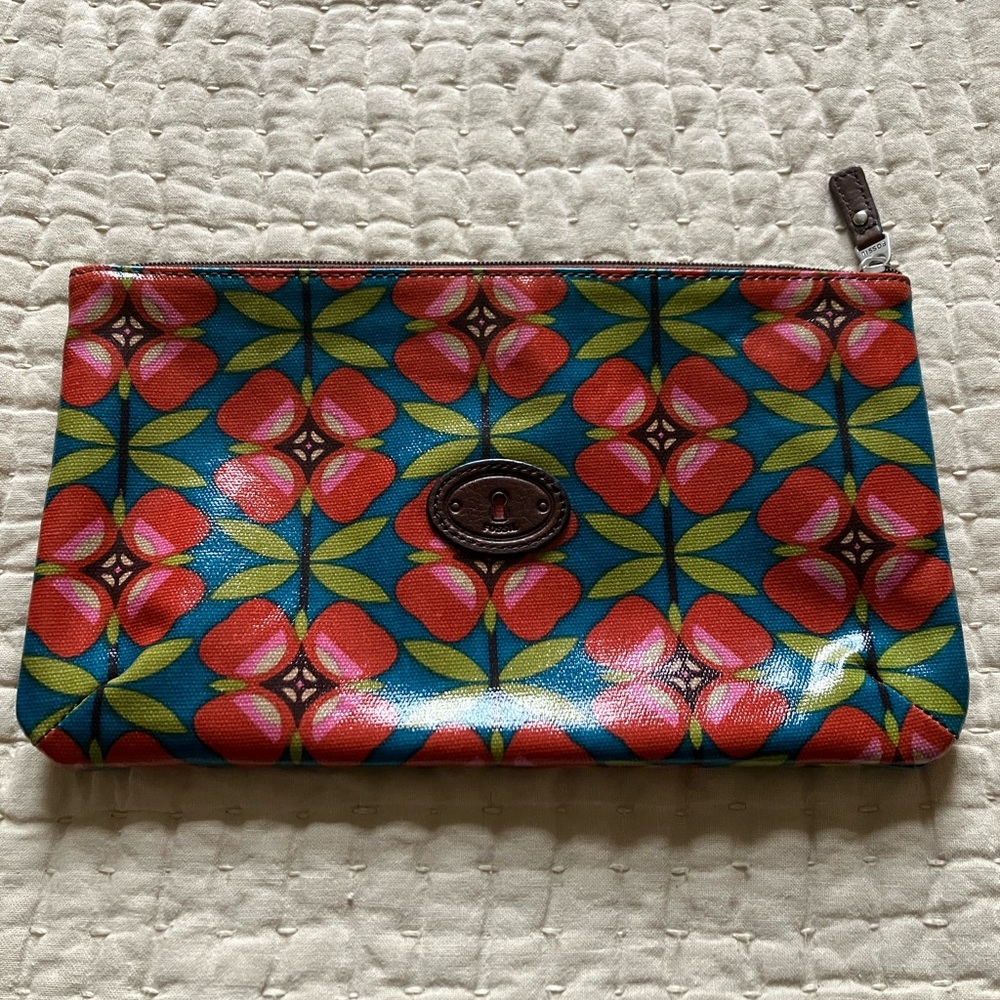 Fossil canvas coated clutch